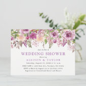 パープルラベンダーフローラバイオレットウェディングシャワー 招待状 (スタンド正面)