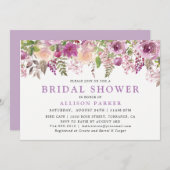 パープルラベンダーフローラブライダルシャワー招待 招待状 (正面/裏面)