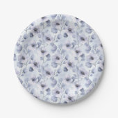 パープルラベンダーフローラブライダルシャワー ペーパープレート (正面)