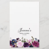 パープルラベンダーフローラボホブライダルシャワーゲーム (裏面)