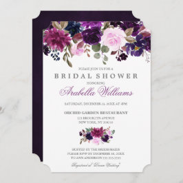 パープルラベンダーフローラボホブライダルシャワー 招待状