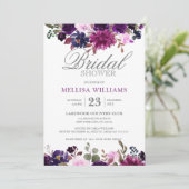パープルラベンダーフローラボホブライダルシャワー 招待状 (スタンド正面)