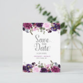 パープルラベンダーフローラボホ日付を保存 案内ポストカード (スタンド正面)