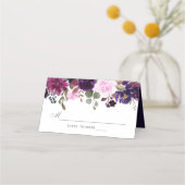 パープルラベンダーフローラボホ結婚の座席表 プレイスカード (正面)