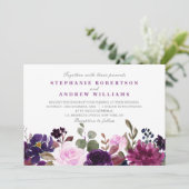 パープルラベンダーフローラボホ結婚式招待状 招待状 (スタンド正面)