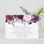 パープルラベンダーフローラボホ結婚式招待状 招待状 (スタンド正面)
