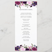 パープルラベンダーフローラボーホ結婚式 プログラムカード プログラム (裏面)