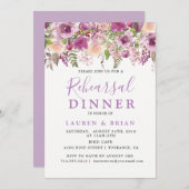 パープルラベンダーフローラリハーサルディナー招待状 招待状 (正面/裏面)