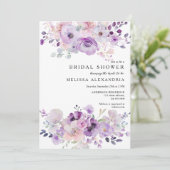 パープルラベンダーフローラワイルドフラワーズブライダルシャワー 招待状 (スタンド正面)