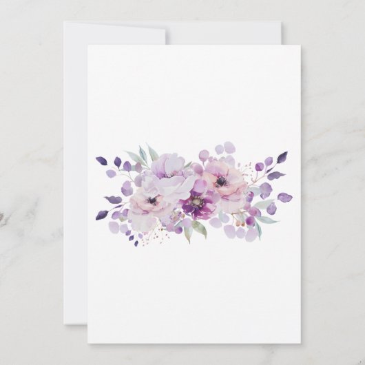 パープルラベンダーフローラワイルドフラワーズブライダルシャワー 招待状 (裏面)