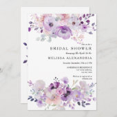 パープルラベンダーフローラワイルドフラワーズブライダルシャワー 招待状 (正面/裏面)