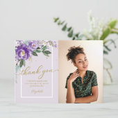 パープルラベンダーフローラ写真グラッドサンキュー サンキューカード (スタンド正面)