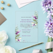 パープルラベンダーフローラ結婚グリーンリー アクリル招待状 (インサイチュ (ウェディング))