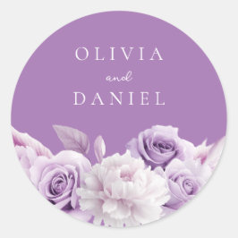 パープルラベンダーフローラ結婚ズ ラウンドシール