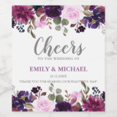 パープルラベンダーフローラ結婚ボホの飲料ラベル ワインラベル (シングルラベル)