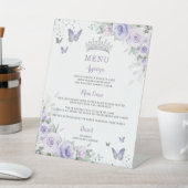 パープルラベンダーフローラ蝶誕生日メニュー 台座サイン (インサイチュ)