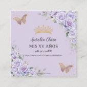 パープルラベンダーフローラ金ゴールドクインセアニラQRコード エンクロージャーカード (裏面)