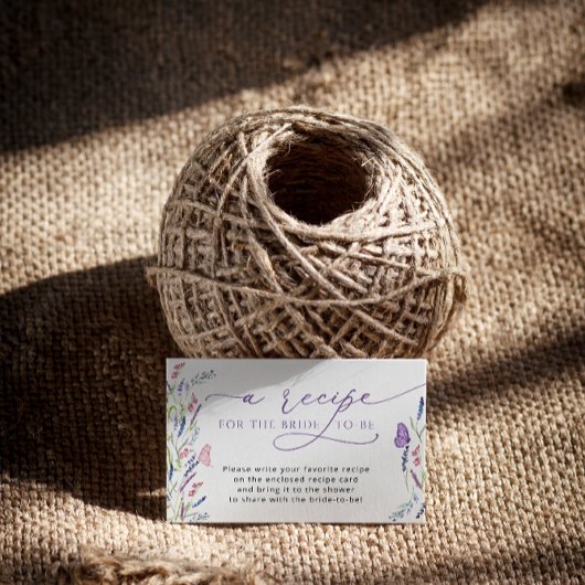 パープルラベンダーブライダルシャワーレシピリクエストエンクロ エンクロージャーカード