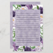 パープルラベンダープオーニーフローラ並び 便箋 (正面/裏面)