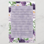 パープルラベンダープオーニーフローラ並び 便箋 (正面)