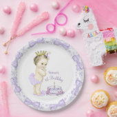 パープルラベンダープリンセス1st誕生日パーティー ペーパープレート (パーティー)