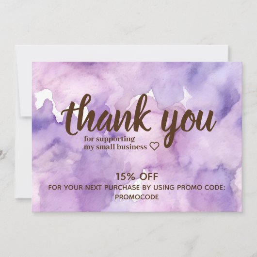 パープルラベンダープロフェッショナルサンキューカード 招待状 (正面)