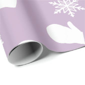 パープルラベンダーホリデーミッテンスとクリスマスハット ラッピングペーパー (ロールコーナー)