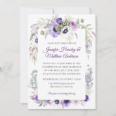 パープルラベンダーホワイトウォーターフローラ結婚ズ | 招待状 (正面)