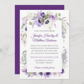 パープルラベンダーホワイトウォーターフローラ結婚ズ | 招待状 (正面/裏面)