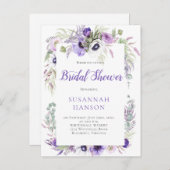 パープルラベンダーホワイトウォーターブライダルシャワー ポストカード (正面/裏面)
