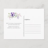 パープルラベンダーホワイトウォーターブライダルシャワー ポストカード (裏面)