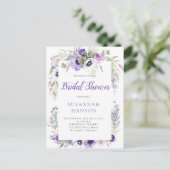 パープルラベンダーホワイトウォーターブライダルシャワー ポストカード (スタンド正面)