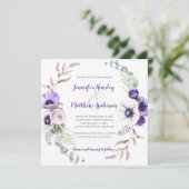 パープルラベンダーホワイトウォーター色フローラスクエア | 招待状 (スタンド正面)