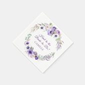 パープルラベンダーホワイトフローラリースブライダルシャワー スタンダードカクテルナプキン (角)