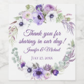 パープルラベンダーホワイトフローラリース結婚ズ | ワインラベル (シングルラベル)