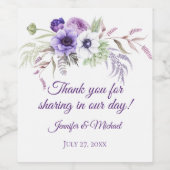 パープルラベンダーホワイトフローラ結婚式の引き出物 | ワインラベル (シングルラベル)