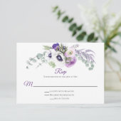 パープルラベンダーホワイトRSVP 出欠カード (スタンド正面)