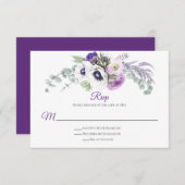 パープルラベンダーホワイトRSVP 出欠カード (正面/裏面)