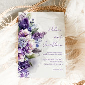 パープルラベンダーボホ素朴フローラエレガントな結婚式 招待状