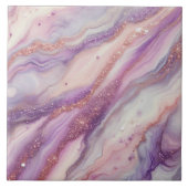 パープルラベンダーマーブルグリッター静脈と渦巻き タイル (正面)