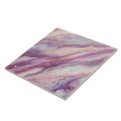 パープルラベンダーマーブルグリッター静脈と渦巻き タイル (側面)