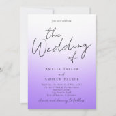 パープルラベンダーミニマルQRコードエレガントな結婚式 招待状 (正面)