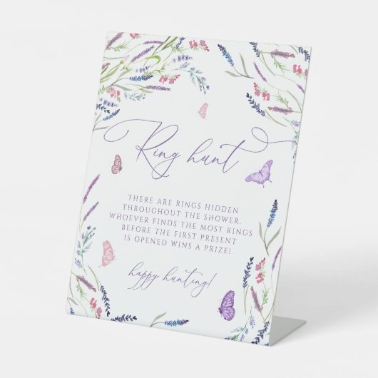 パープルラベンダーリングや輪狩りブライダルシャワーゲーム 台座サイン (正面)