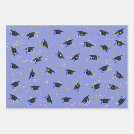 パープルラベンダー卒業フラットシートセット3 ラッピングペーパーシート