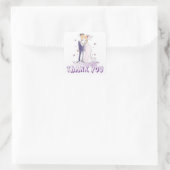 パープルラベンダー感謝の新郎新婦結婚の スクエアシール (バッグ)