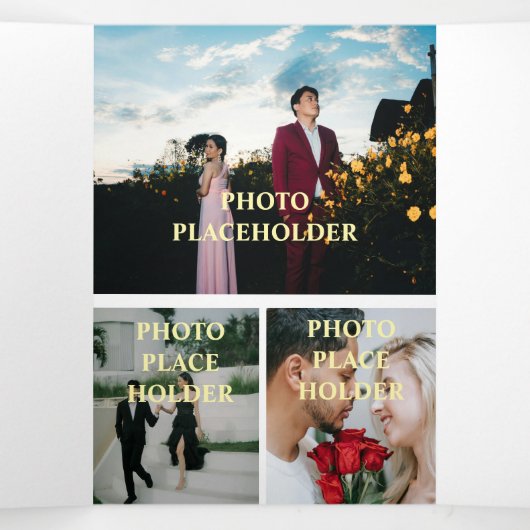 パープルラベンダー牡丹フローラトリフォールド結婚ズ 三つ折り招待状 (内部中)