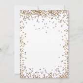 パープルラベンダー紙吹雪ガールファースト誕生日金ゴールド 招待状 (裏面)