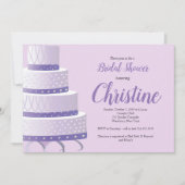 パープルラベンダー結婚ズケーキブライダルシャワー 招待状 (正面)