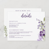 パープルラベンダー結婚フローラ詳細 エンクロージャーカード (正面/裏面)