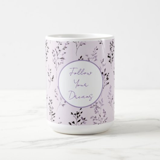 パープルラベンダー花 コーヒーマグカップ (中央)